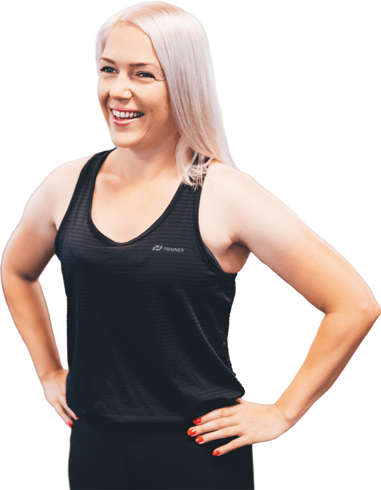 lachende blonde Frau